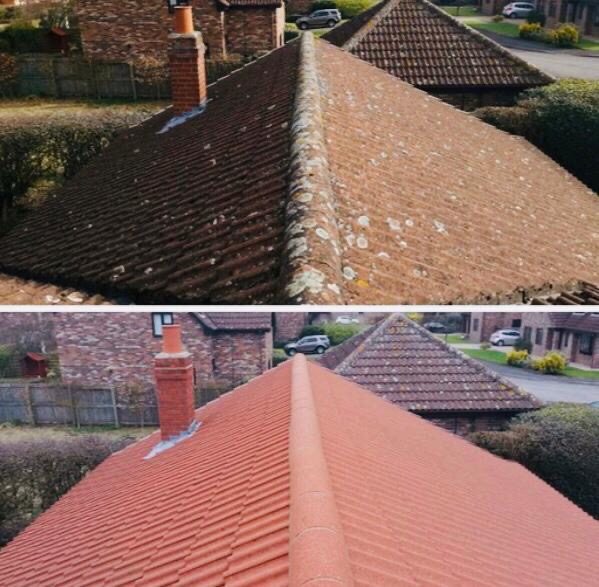 Bungalow roof coated terracotta